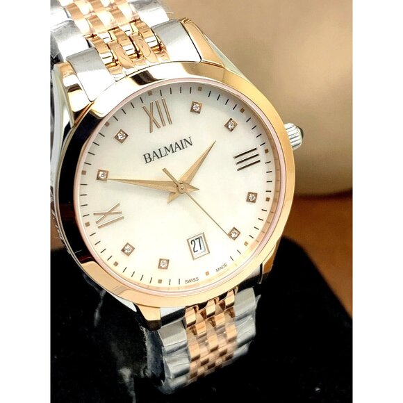 Balmain Women's Watch B43183182 Swiss Quartz Diamond Mother of Pearl Dial 34mm - Picture 1 of 13